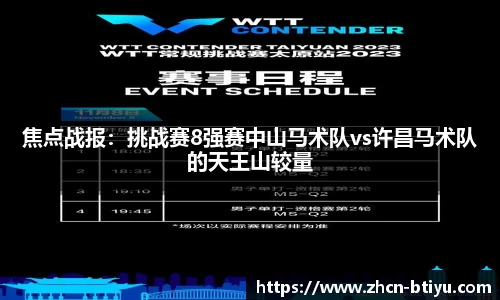 焦点战报：挑战赛8强赛中山马术队vs许昌马术队的天王山较量